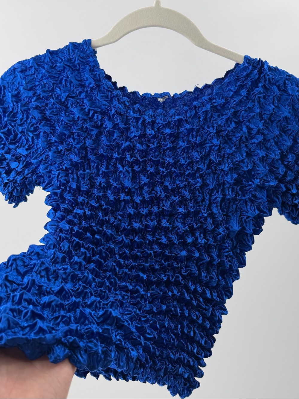 Y2K‎ Blue Crinkle Short Sleeve Women's Top
